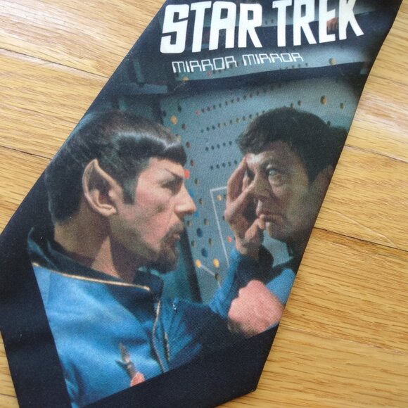 Vintage 90s Star Trek Tie Necktie Ralph Marlin Spock Captain Kirk Bones Uhura - Picture 4 of 14